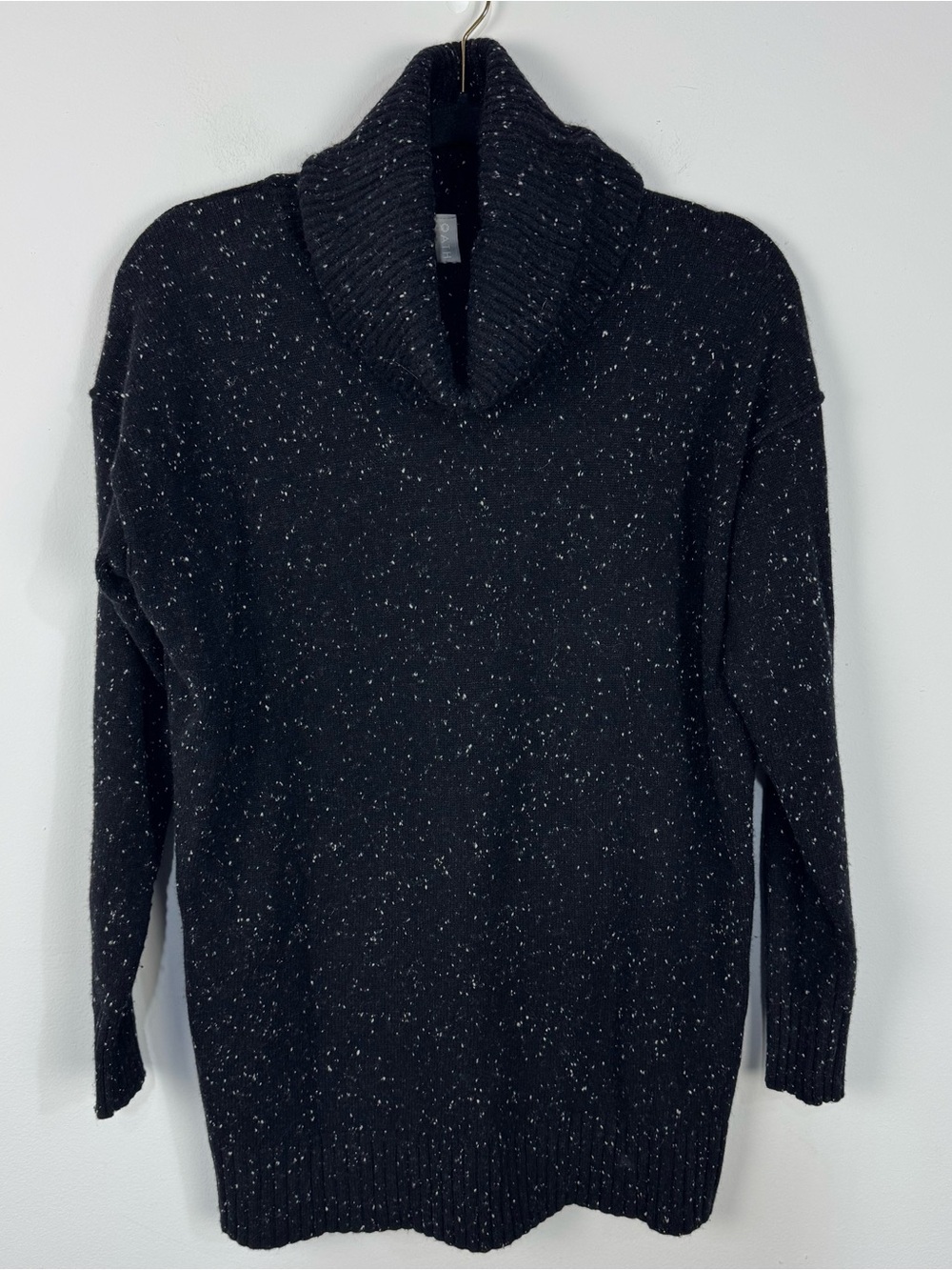 Athleta Wool Cashmere Black Speckled Mock Turtleneck Sweater Winter
